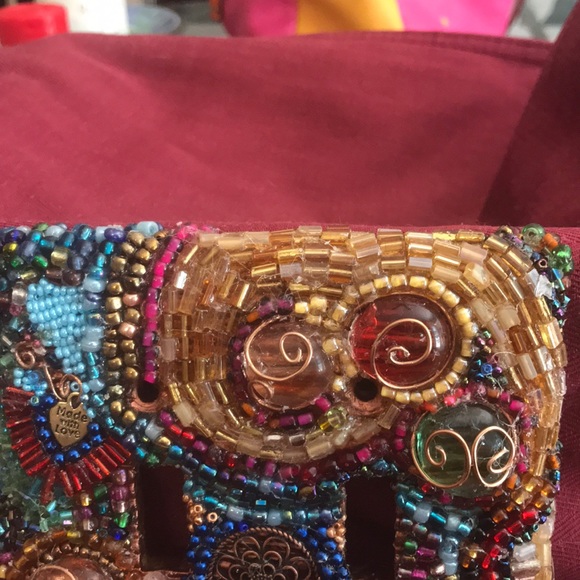 Double ceramic handmade beaded light switch cover - Picture 3 of 3